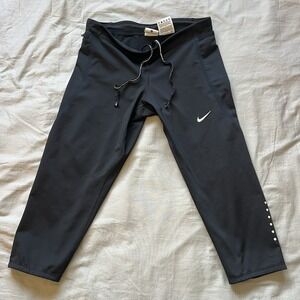 Nike Dri-Fit Women's Black Running Capris Cropped Pants Athletic Size Small